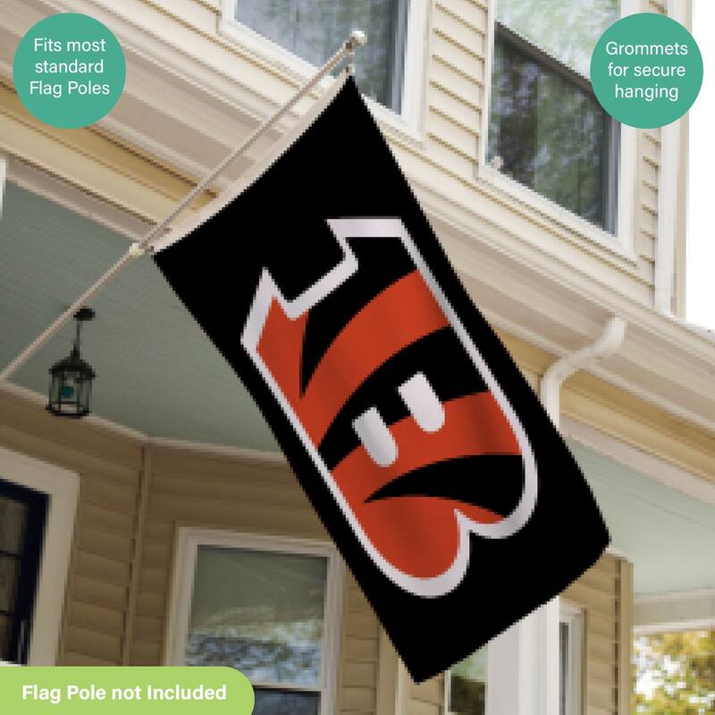Cincinnati Bengals Single Sided Flag w/ 2 Grommets, 3'x5'