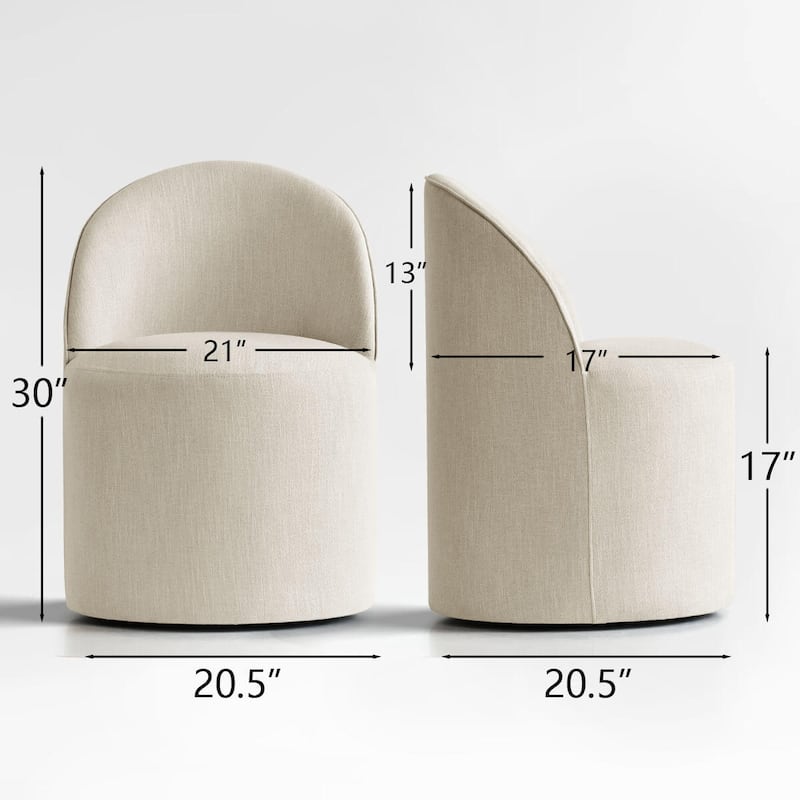 Linen Upholstered Dining Chair with Castors (Set of 4)