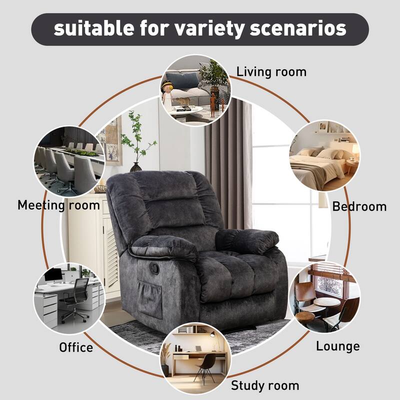Massage and Manual Recliner Chair with Convenient pocket