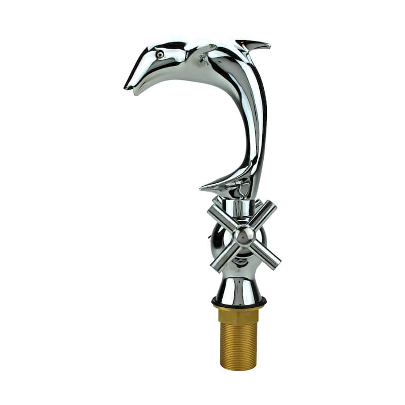 Chrome Bathroom Faucets 9.5 in. Dolphin Shaped Bathroom Sink Faucet with 2 Handles Renovators Supply - Chrome