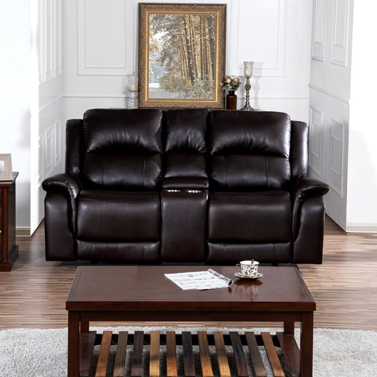Leather Manual Recliner Sofa Collection for Living Room Leather Reclining Furniture for Home Office Living Room