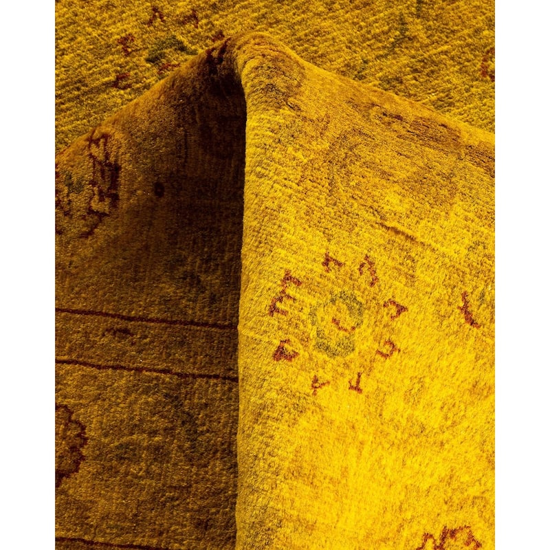 Overton Hand Knotted Wool Vintage Inspired Modern Contemporary Overdyed Yellow Area Rug - 3' 0" x 5' 0"