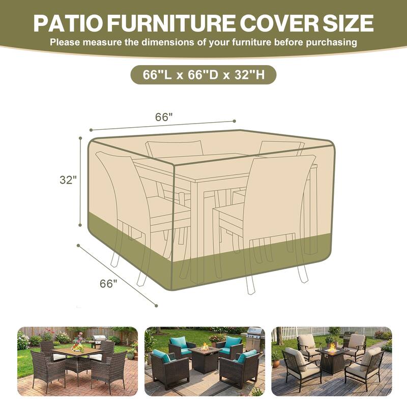 Aoodor Heavy Duty Outdoor Square Furniture Set Cover