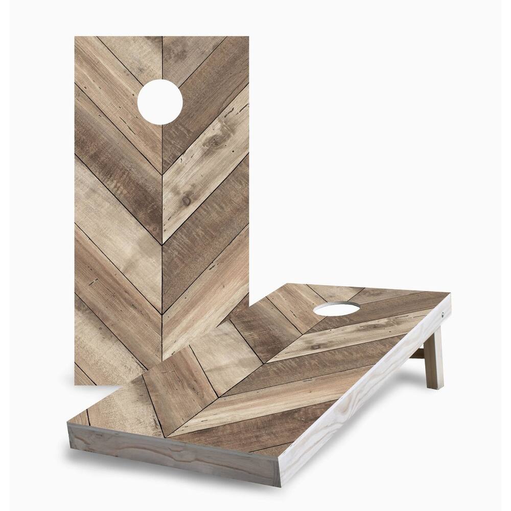 Diagonal Wood Plank Regulation 2x4 Cornhole Game Set