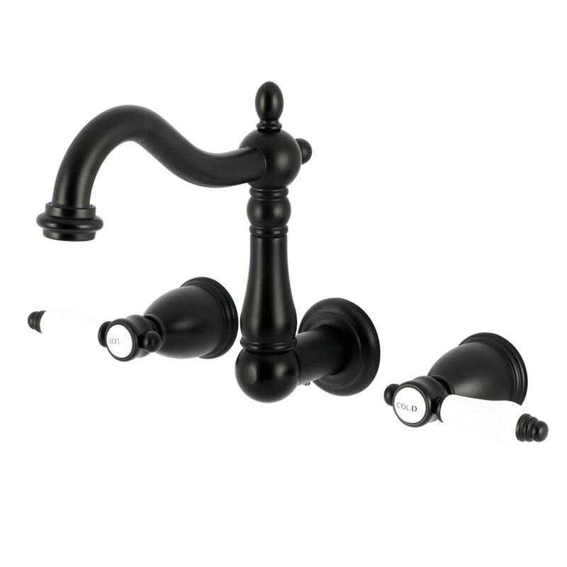 Kingston Brass Bel-Air Double-Handle Wall Mount Bathroom Faucet - Matte Black