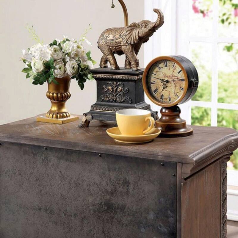 Transitional Rustic Natural 1pc Solid Wood Nightstand w/ 3 Drawers & Bronze Knobs for Bedroom