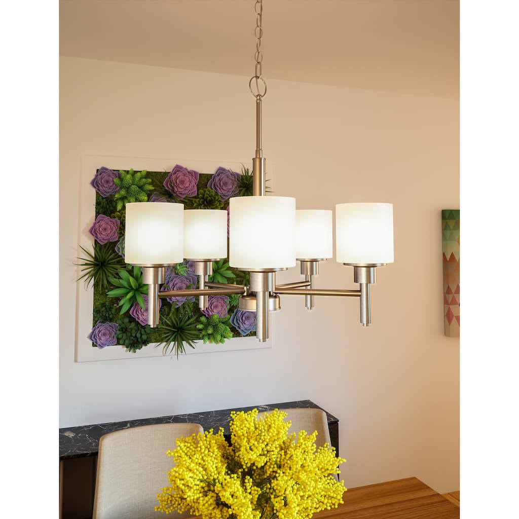 Aubrey Satin Nickel Dimmable 5-Light Chandelier