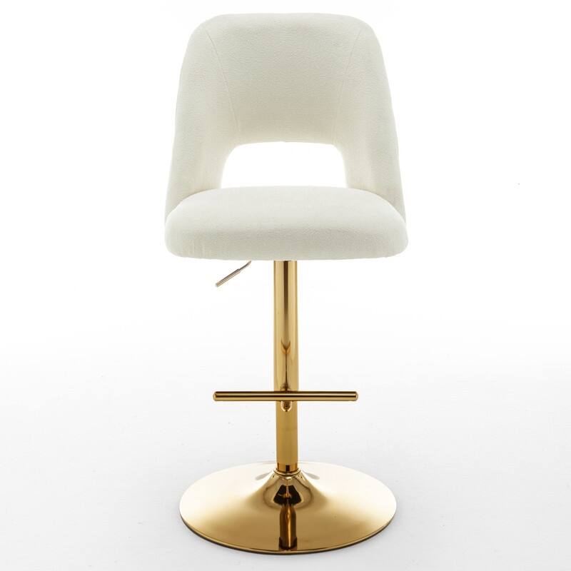 Best Quality Furniture Adjustable Textured Fabric Barstools with Chrome Finish Base (Set of 2)