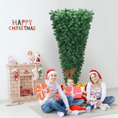 7 FT Upside Down Artificial Christmas Tree for Holiday Decoration