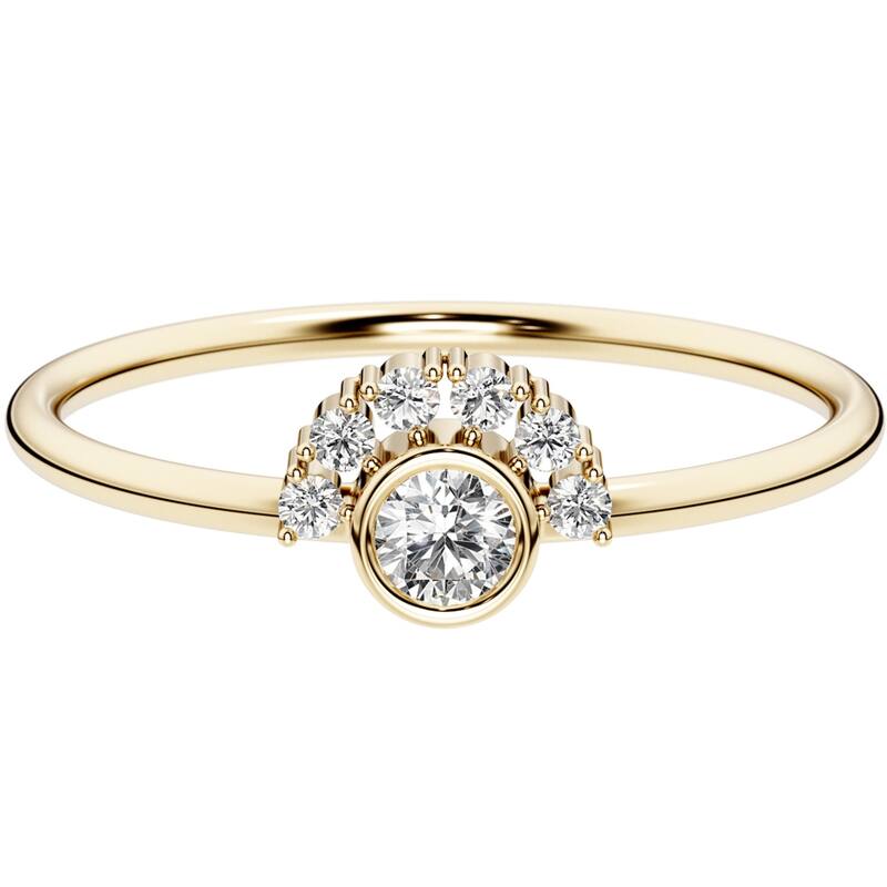 14k Gold Plated Sterling Silver Lab Diamond 1/6 ct Stacking Ring Band