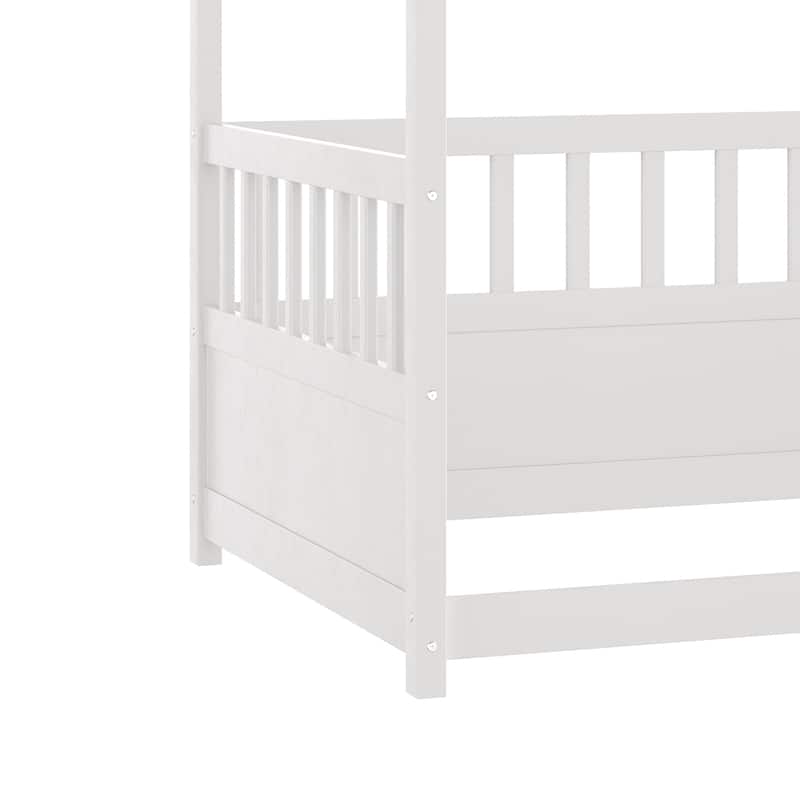 Canopy Bed Frame with Guardrails