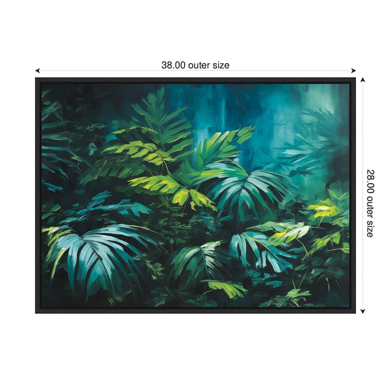 Kate and Laurel Sylvie Midnight Tropics Lush Landscape Framed Canvas by The Creative Bunch Studio