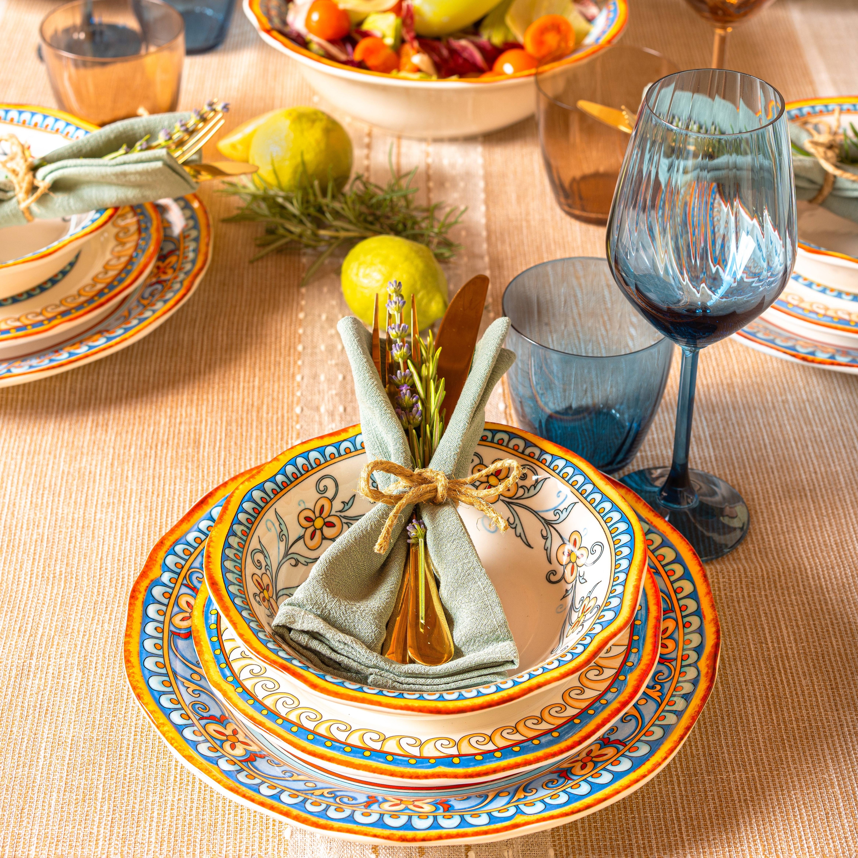 Euro Ceramica Duomo 16 Piece Dinnerware Set Service for 4 On