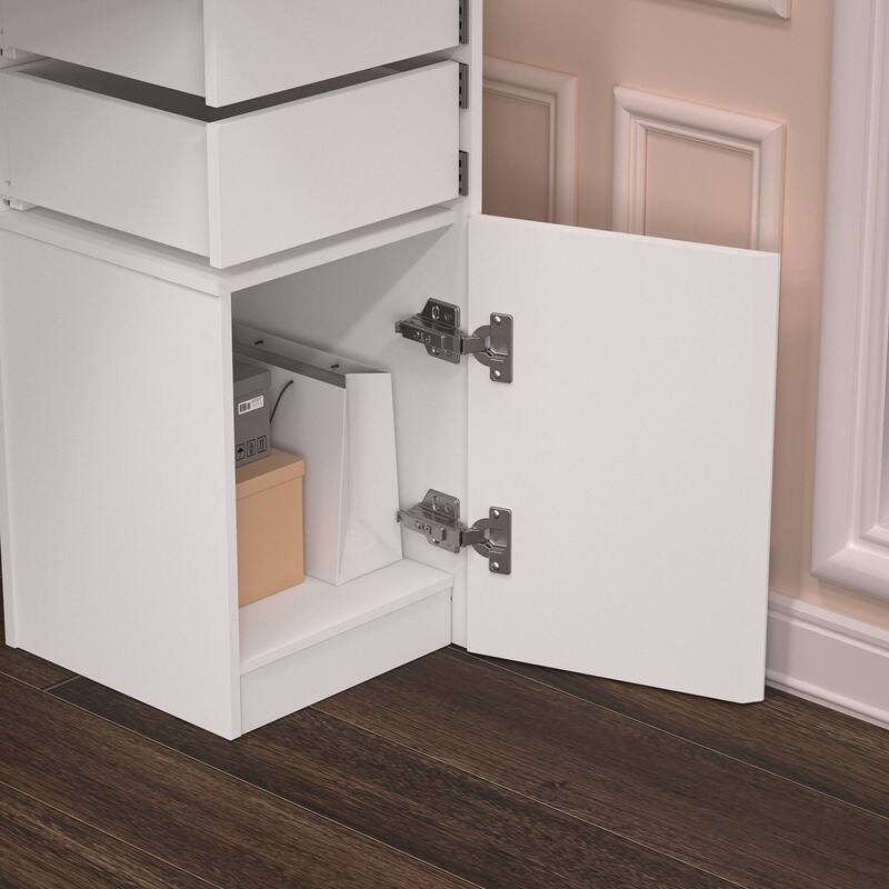 KEONJINN Corner Vanity Desk Set with Lighted Mirror & Matching Chair, Bedroom Storage - White - 56INx47IN