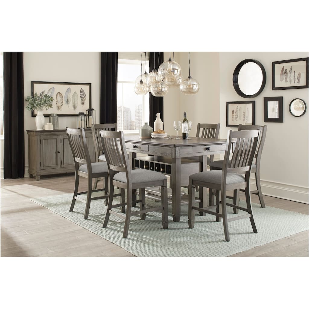 Moreen Gray Fabric Counter Height Set
