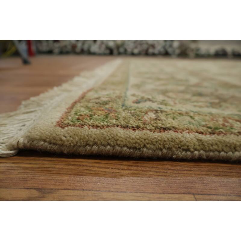 Hand Knotted Oriental 100% Wool Carpet Traditional All-Over Beige & Ivories Agra Area Rug - 8' 10'' X 6' 0''