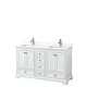 preview thumbnail 17 of 24, Deborah 60-inch Double Vanity, Quartz Top White, Chrome Trim, Giotto Quartz Top