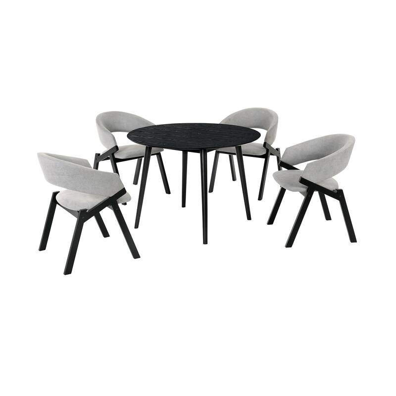Arcadia and Talulah 42" Round Wood 5 Piece Dining Set
