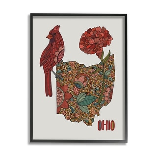 Stupell Ohio State Carnation Blossom Intricate Floral Cardinal Framed ...