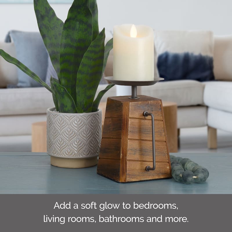 Elements Wood and Metal Handled Pillar Holder, 5X7 Inch
