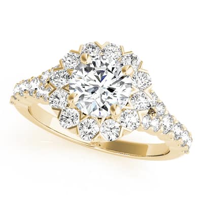 Auriya 14k Yellow Gold Lab Grown Round Diamond Halo Engagement Ring 0.50 to 5.00 ct. tw. (F-G VS)