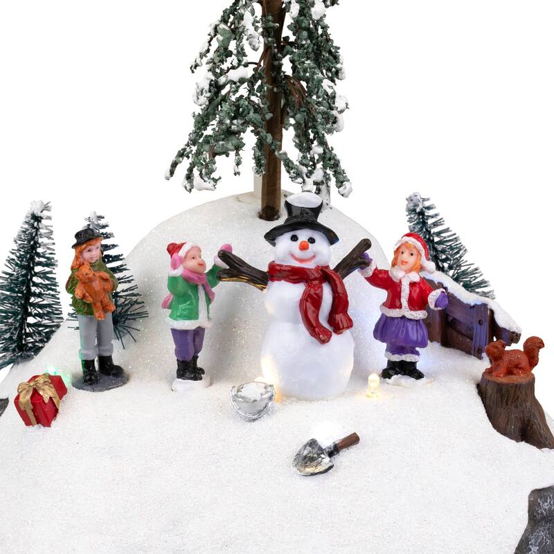 LED Lighted and Musical Flying Santa Animated Christmas Village Display - 13.5"