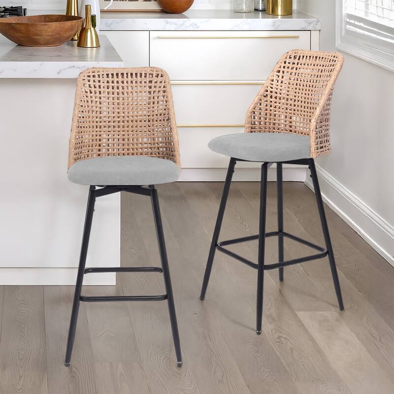 28.8" Indoor Swivel Wicker Barstools