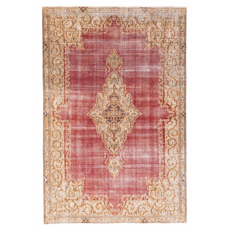 ECARPETGALLERY Hand-knotted Antalya Vintage Red Wool Rug - 7'4 x 11'0