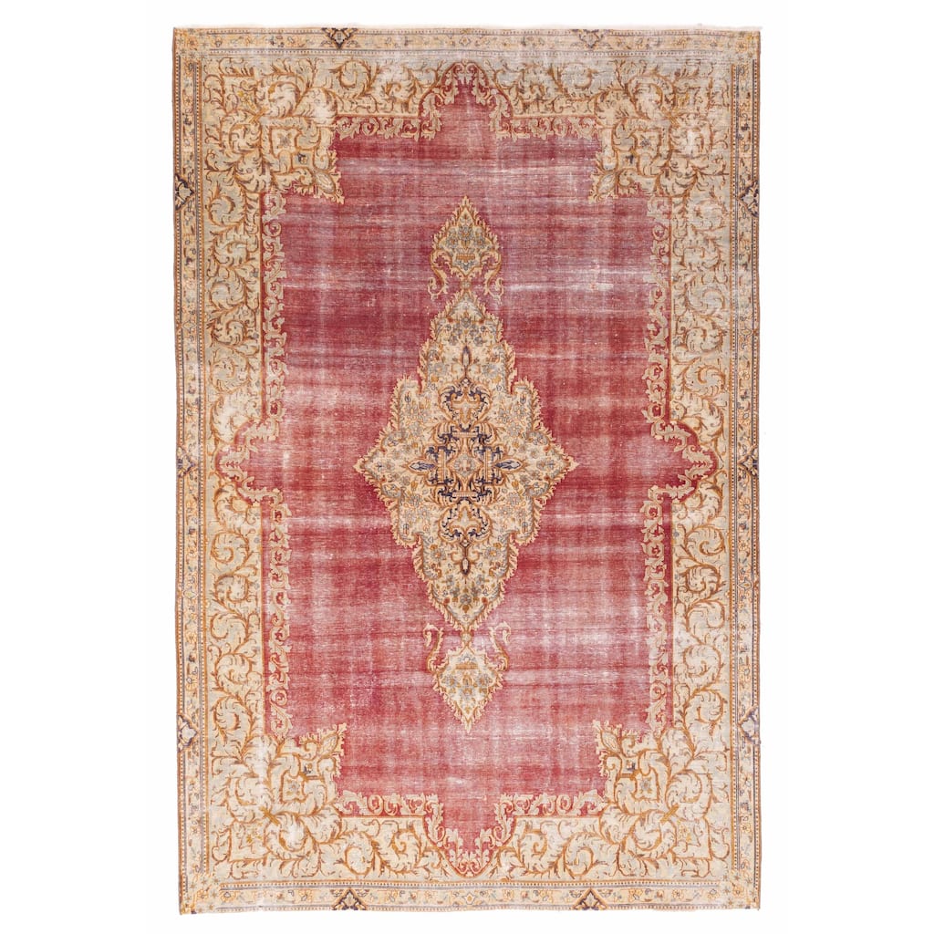 ECARPETGALLERY Hand-knotted Antalya Vintage Red Wool Rug - 7'4 x 11'0