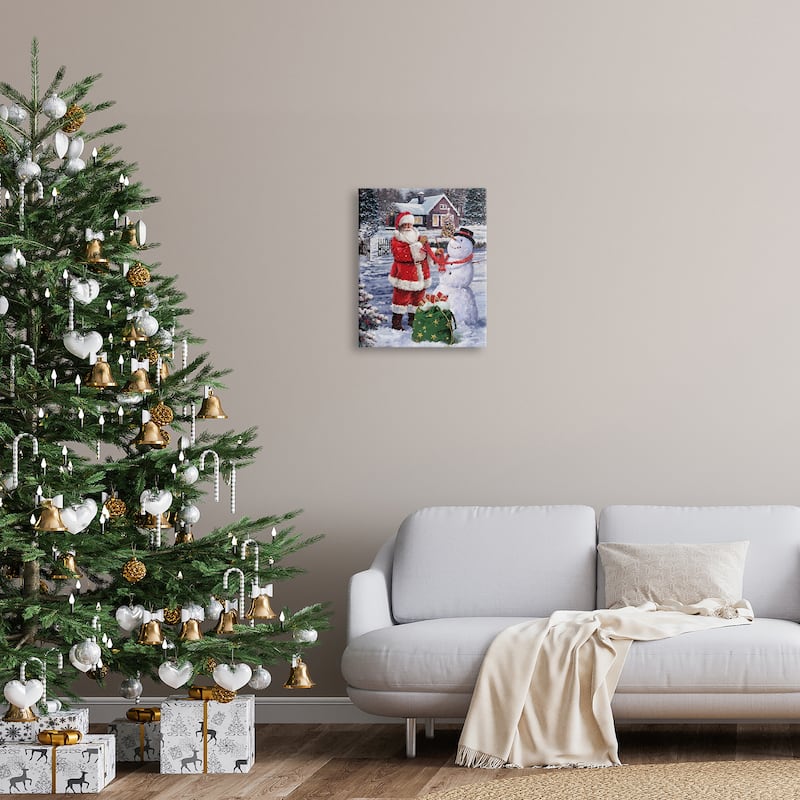 Stupell Santa Claus Building Snowman Holiday Winter Scenery Canvas Wall Art - Multi-Color