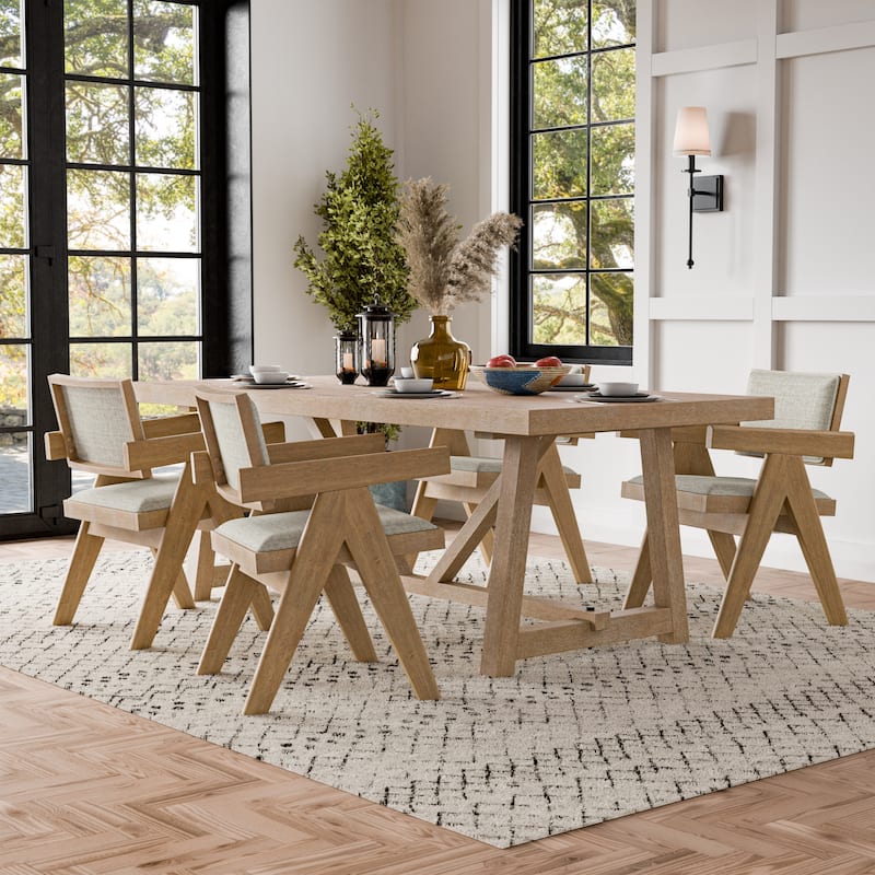 Furniture of America Rockinwel Modern 5-Piece Natural Oak Wood Dining Table Set - Natural Oak