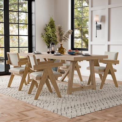 Furniture of America Rockinwel Modern 5-Piece Natural Oak Wood Dining Table Set