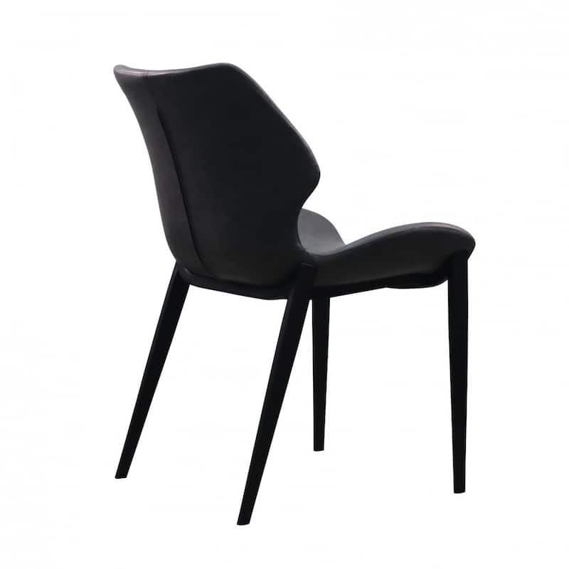 HomeRoots Set of Two Gray And Black Upholstered Faux Leather Wing Back Dining Side Chairs