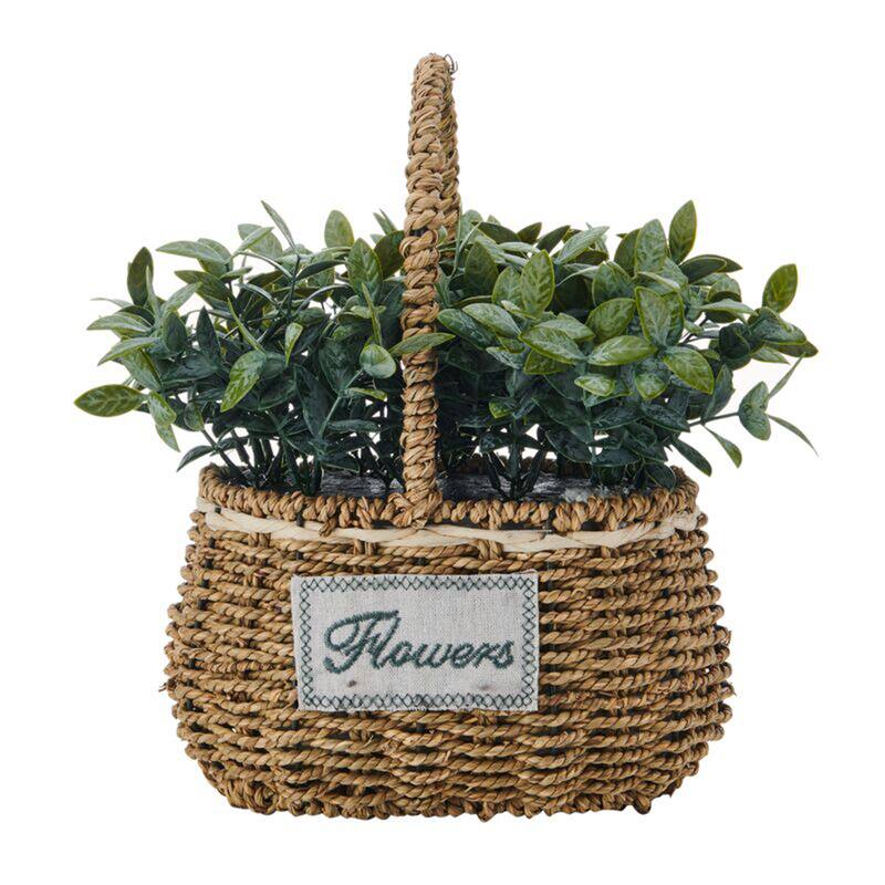 Elements Artificial Greenery in a Woven Basket, 10X13 Inch - N/A