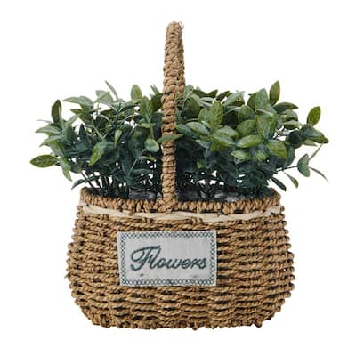 Elements Artificial Greenery in a Woven Basket, 10X13 Inch - N/A