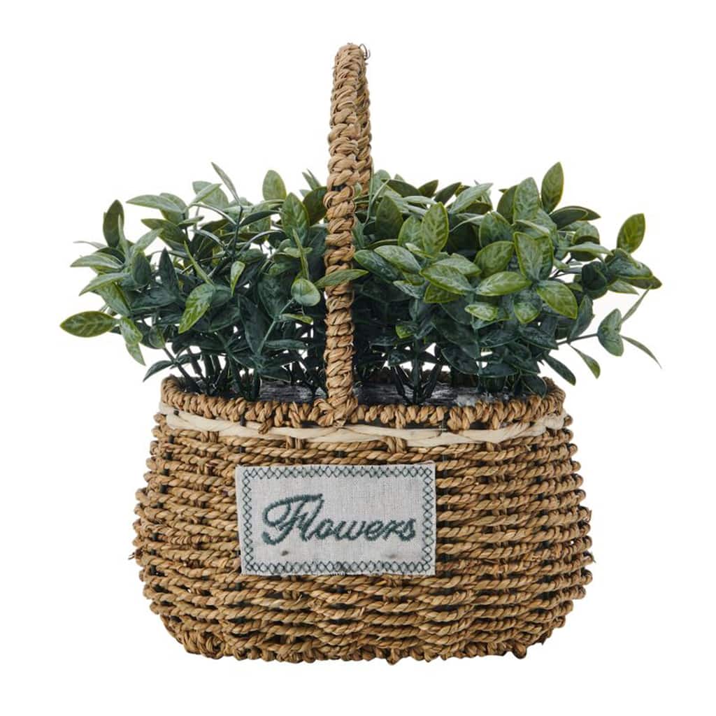Elements Artificial Greenery in a Woven Basket, 10X13 Inch - N/A