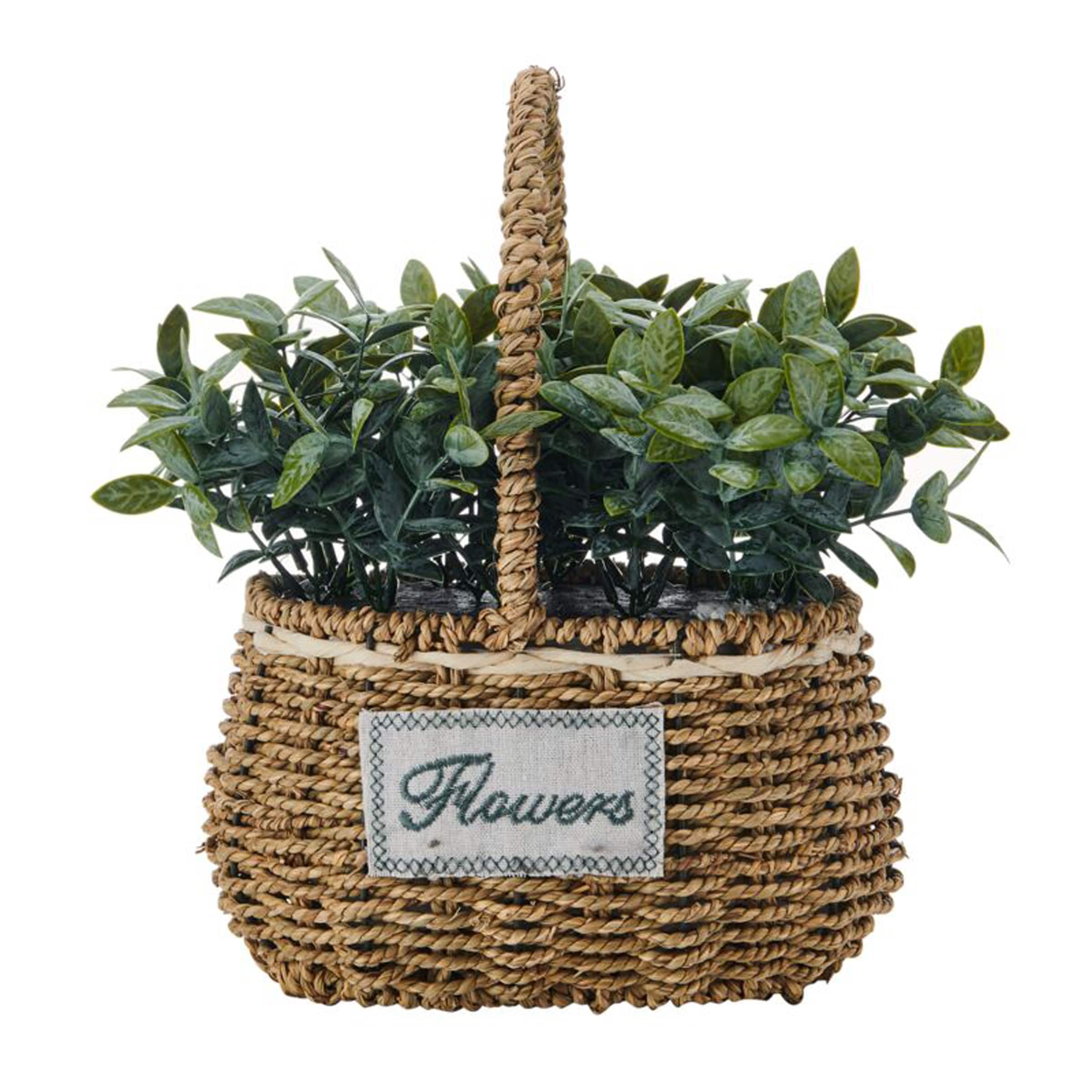 Elements Artificial Greenery in a Woven Basket, 10X13 Inch - N/A