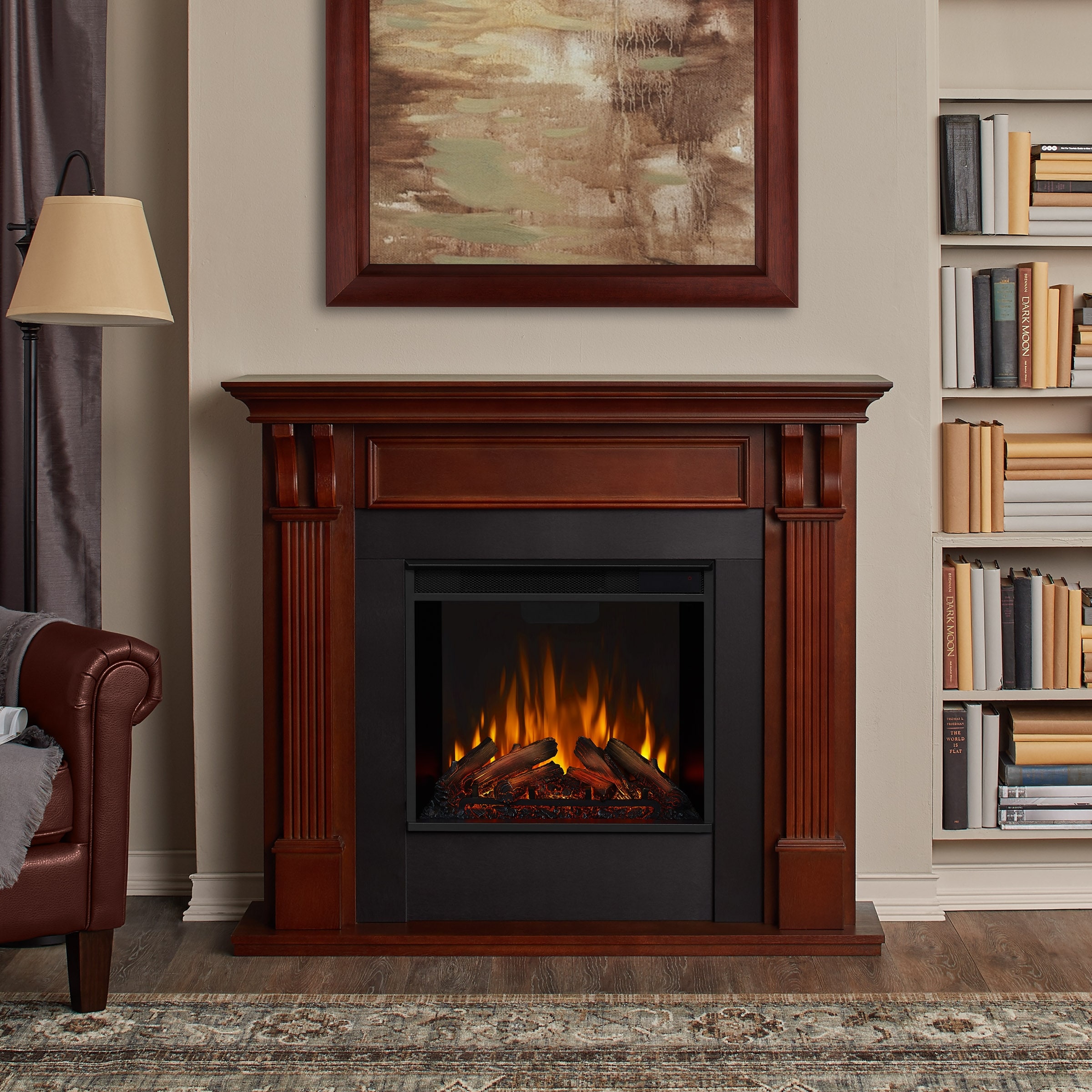 Shop Ashley Electric Fireplace In Mahogany 48 03lx13 78wx41 25h