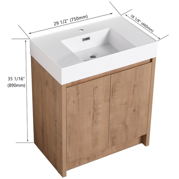 dimension image slide 4 of 8, ARTCHIRLY 24/30 Inch Bathroom Vanity with Sink, Freestanding Bathroom Vanity with Soft Close Door and Adjustable Shelf