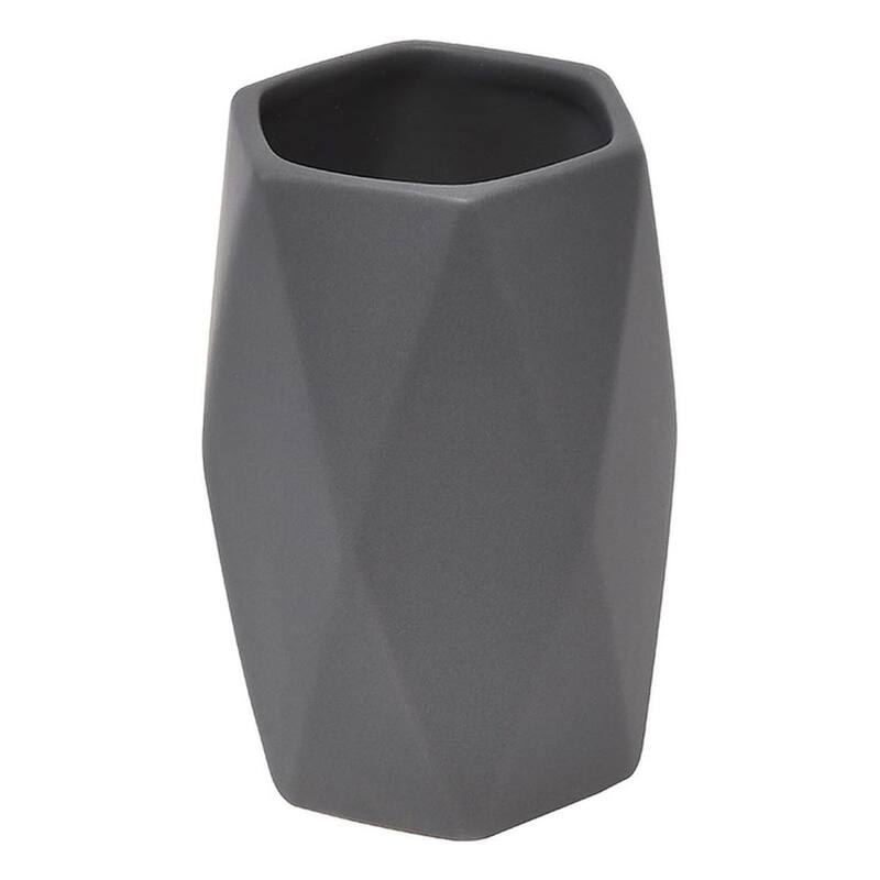 Diamond Bathroom Accessory Set 4-Pieces Gray - Tumbler Only