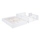 preview thumbnail 18 of 25, Full Size Wood Daybed with Fence Guardrails and 2 Drawers Split into Independent Floor Bed and Daybed, Gray