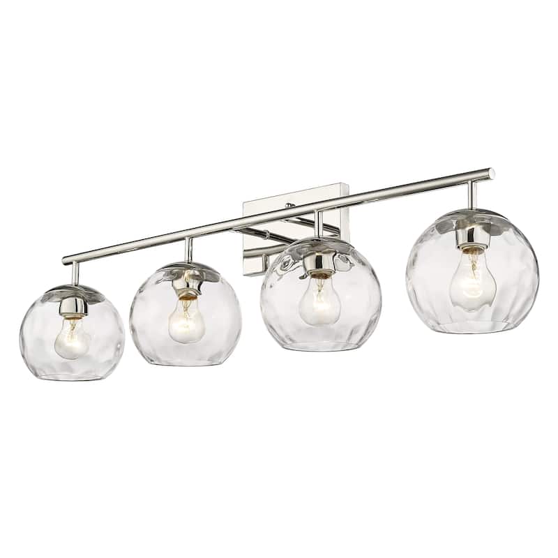 Mackenzie 4-light Polished Nickel Bath/ Vanity Fixture w/ Water Glass