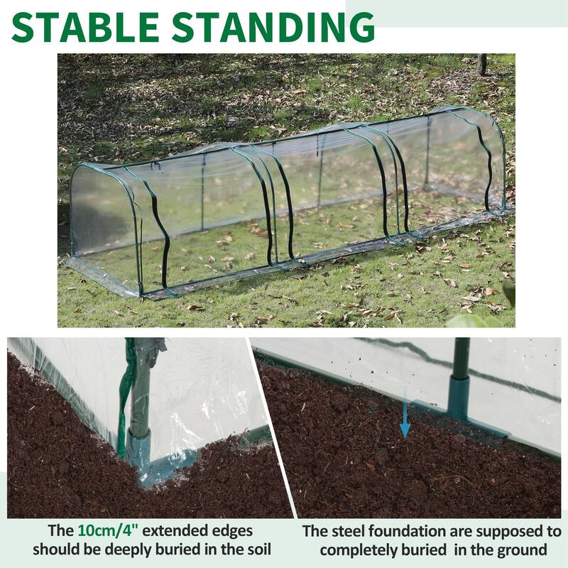 Outsunny 11.5' L x 3.25' W x 2.5' H PVC Metal Tunnel Greenhouse Kit with Strong Durable Materials for Year-Round Gardening