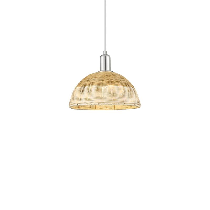 Innovations Lighting 716-1P-15-12 Natural Ballston Dome Pendant - Polished Nickel / Natural