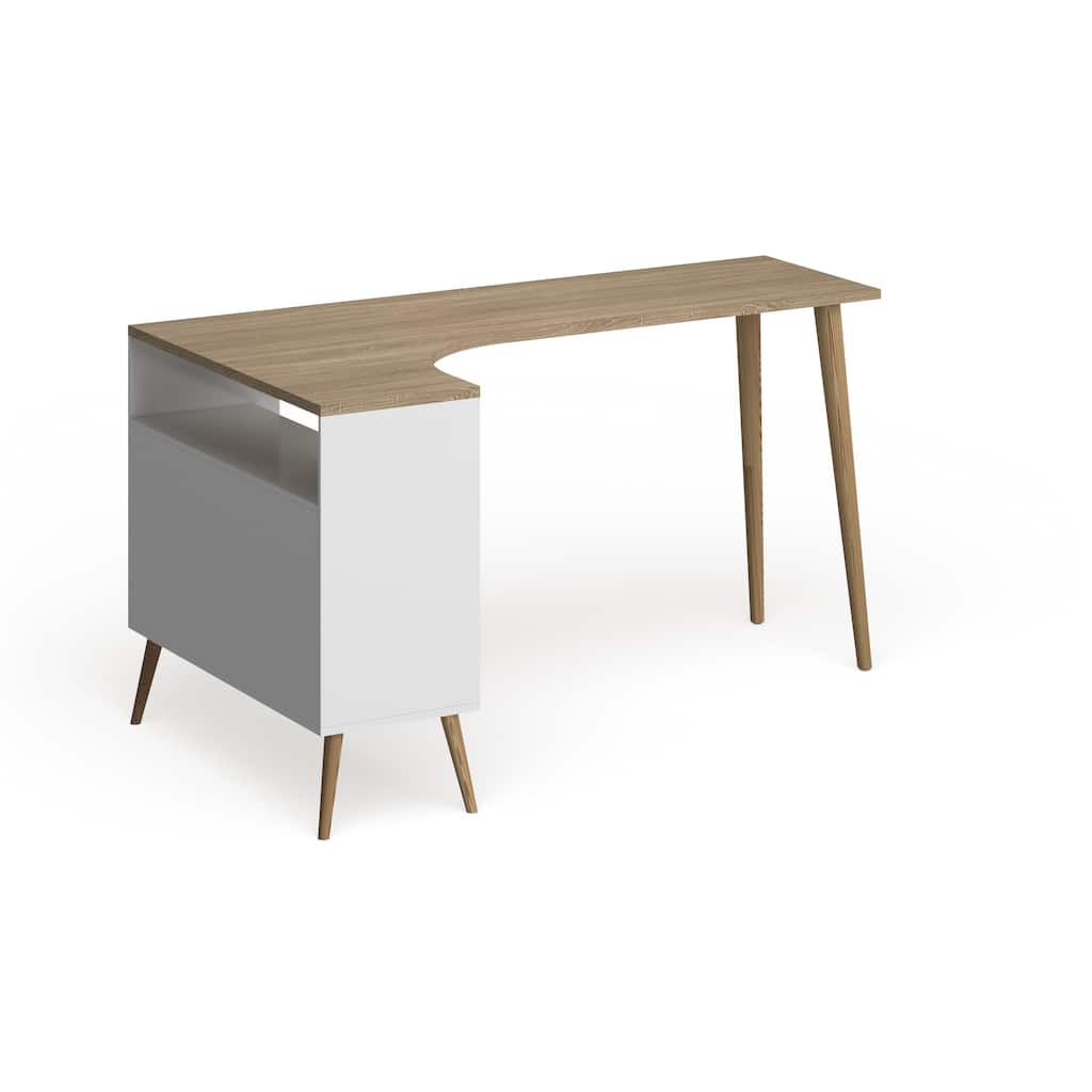 Carson Carrington Kristiansund White and Oak 2-drawer L-shaped Desk