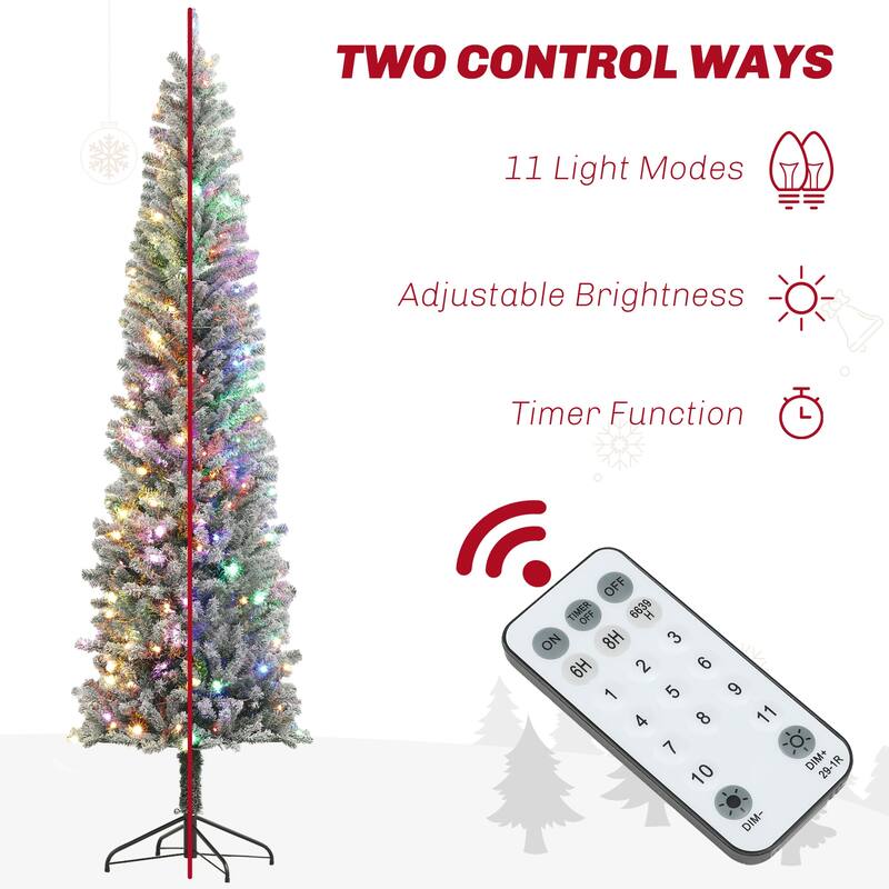 Green Plastic Steel Pencil Christmas Tree with LED Lights and Remote