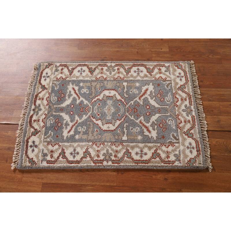 Grey Oushak Indian Area Rug Handmade Wool Carpet - 2'0"x 3'0"