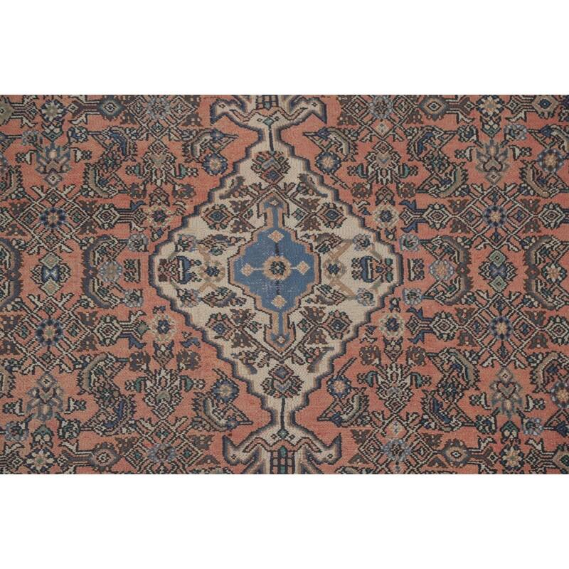 Pink Geometric Hamedan Persian Vintage Area Rug Handmade Wool Carpet - 8'5" x 11'4"