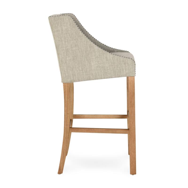 Aoki Upholstered Beige 30-inch Bar Stool by Kosas Home