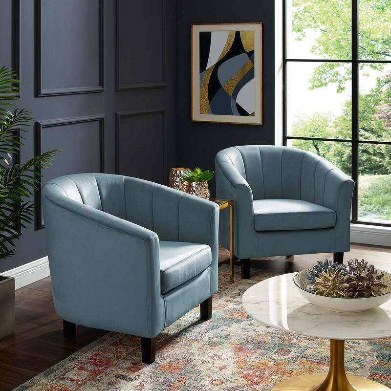 Silver Orchid Streitmann Channel Tufted Velvet Armchair (Set of 2)